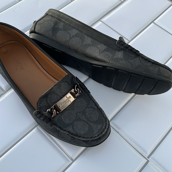 COACH Olive Signature Embossed Canvas Flat Loafers Black/Gray Brand New Sz 6B - Picture 13 of 16